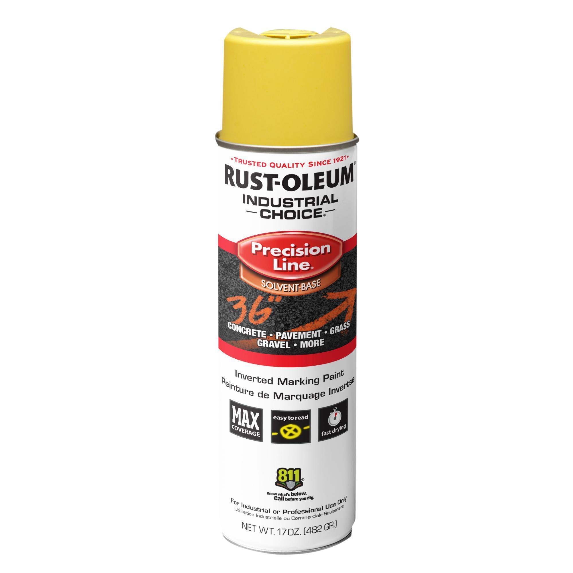 Rust-Oleum Industrial Choice M1600 Precision Line Inverted Marking Spray Paint — High Visibility Yellow, 17 Oz. Cans, 12 Pk, Model# 203025VDS